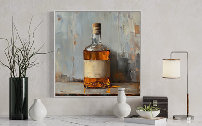 Amber Whiskey Bottle Canvas Painting