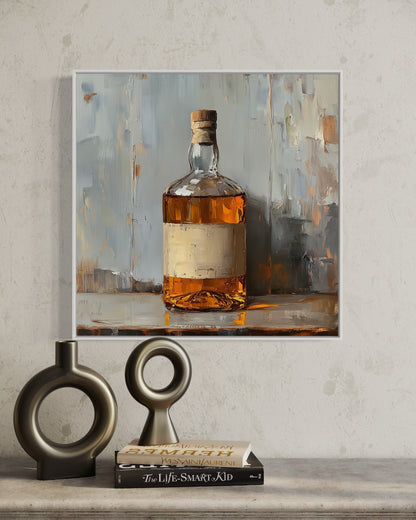 Amber Whiskey Bottle Canvas Painting