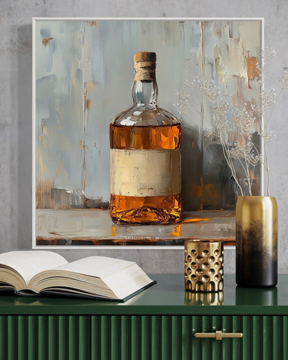 Amber Whiskey Bottle Canvas Painting