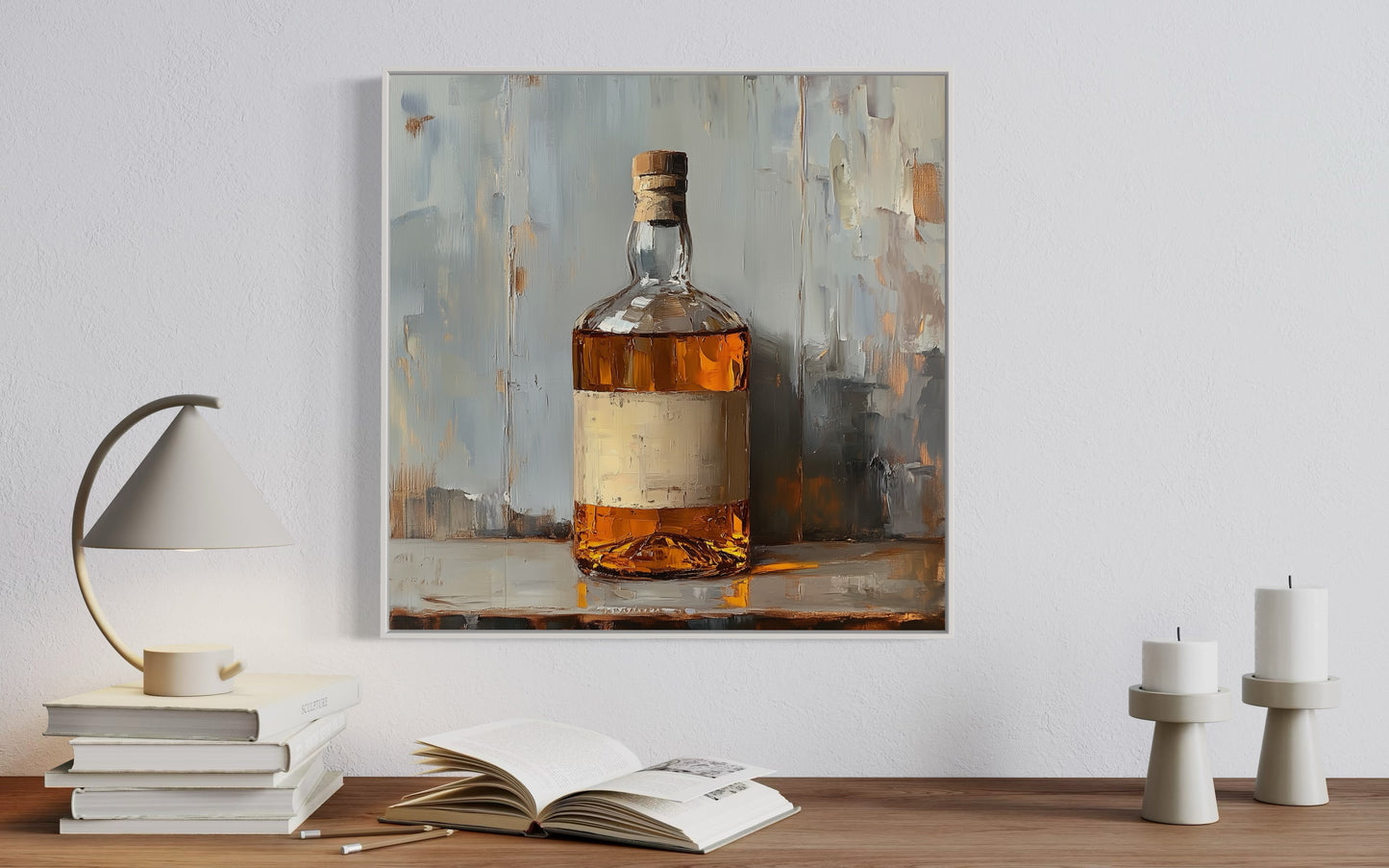 Amber Whiskey Bottle Canvas Painting