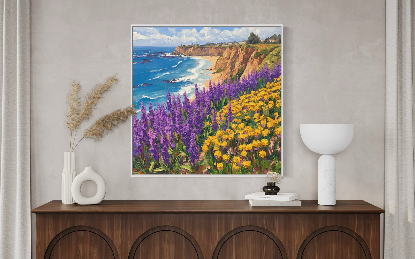 Wildflower Coastline Hand-Painted Canvas Art