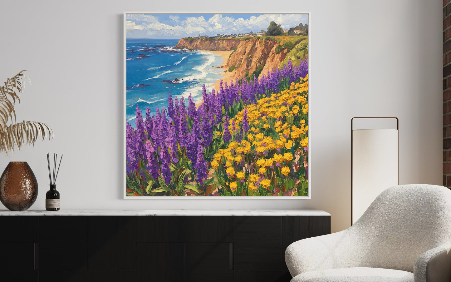 Wildflower Coastline Hand-Painted Canvas Art