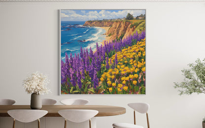 Wildflower Coastline Hand-Painted Canvas Art