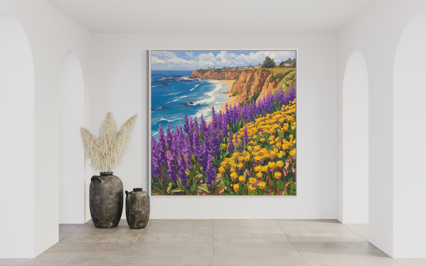 Wildflower Coastline Hand-Painted Canvas Art