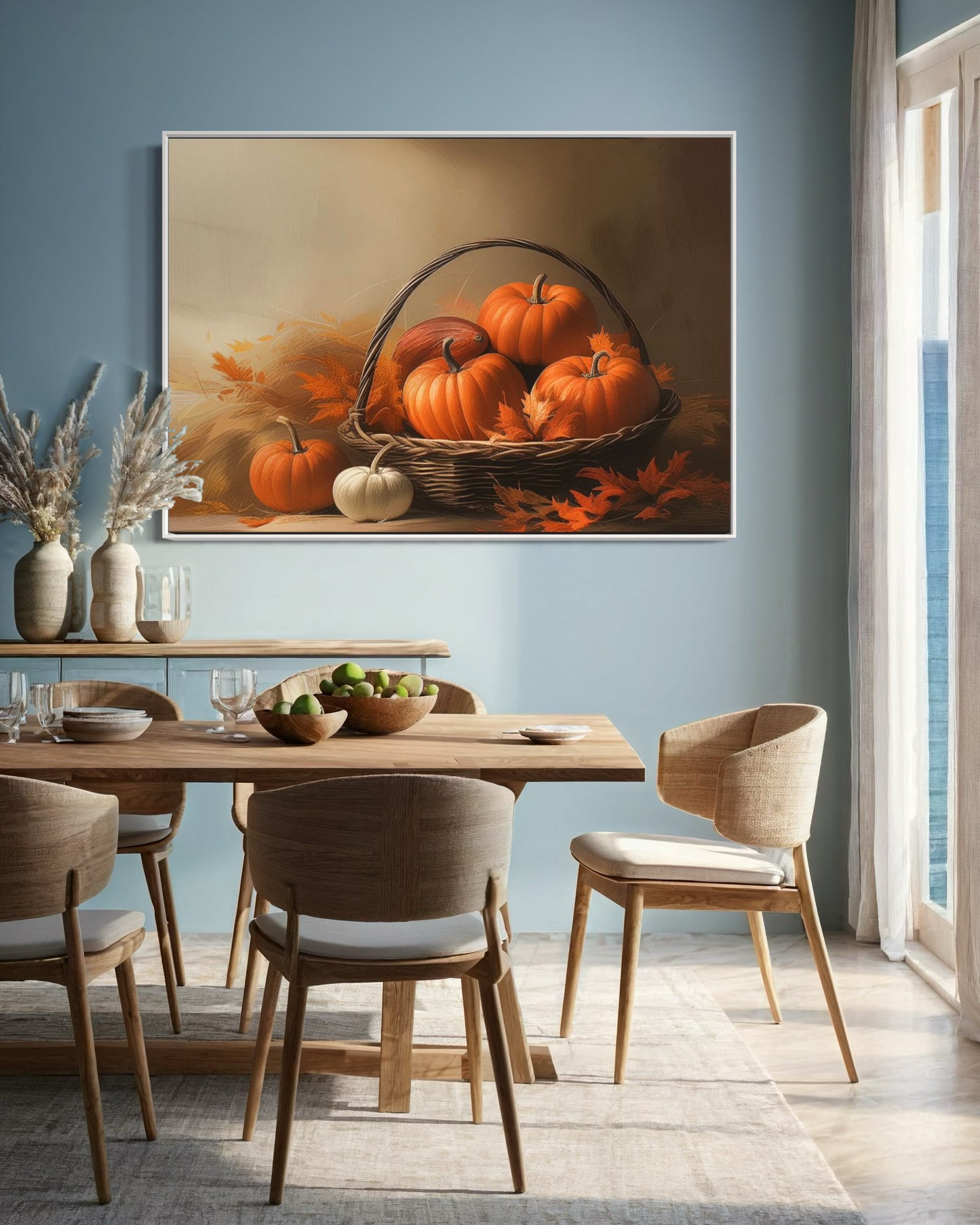 Rustic Pumpkin Basket Fall Canvas Art