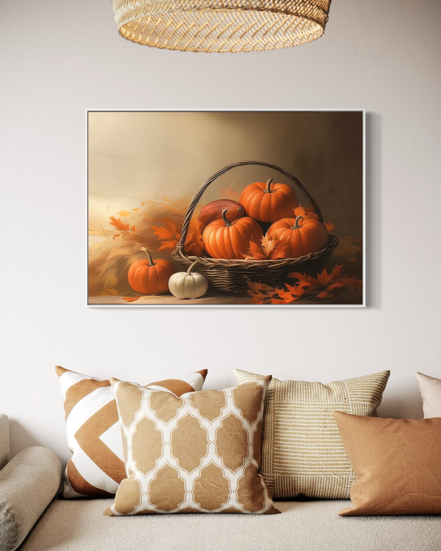 Rustic Pumpkin Basket Fall Canvas Art