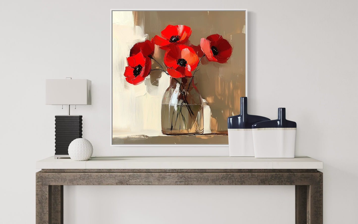 Hand-Painted Red Poppies Canvas Art