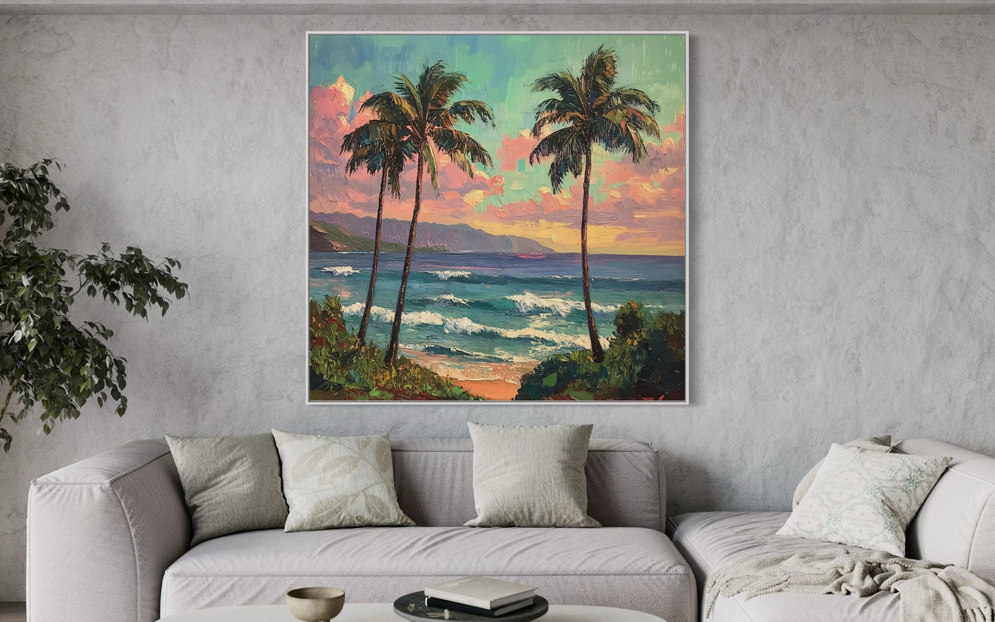 Tropical Beach Palm Trees Canvas Art