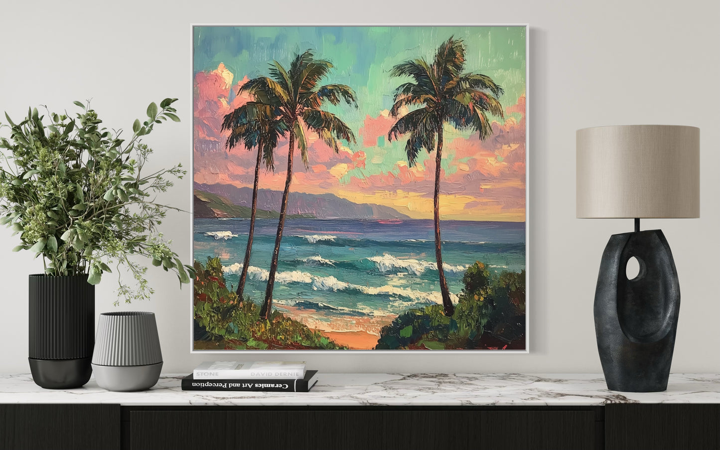 Tropical Beach Palm Trees Canvas Art