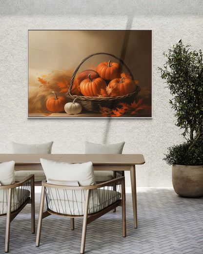 Rustic Pumpkin Basket Fall Canvas Art