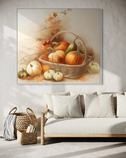 Harvest Pumpkin Still Life Oil Painting on Canvas