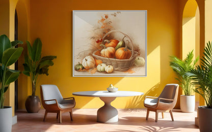 Harvest Pumpkin Still Life Oil Painting on Canvas