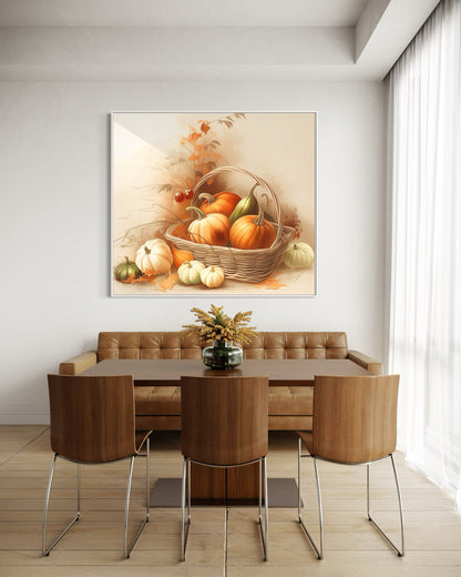 Harvest Pumpkin Still Life Oil Painting on Canvas