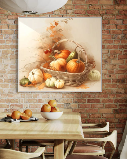 Harvest Pumpkin Still Life Oil Painting on Canvas