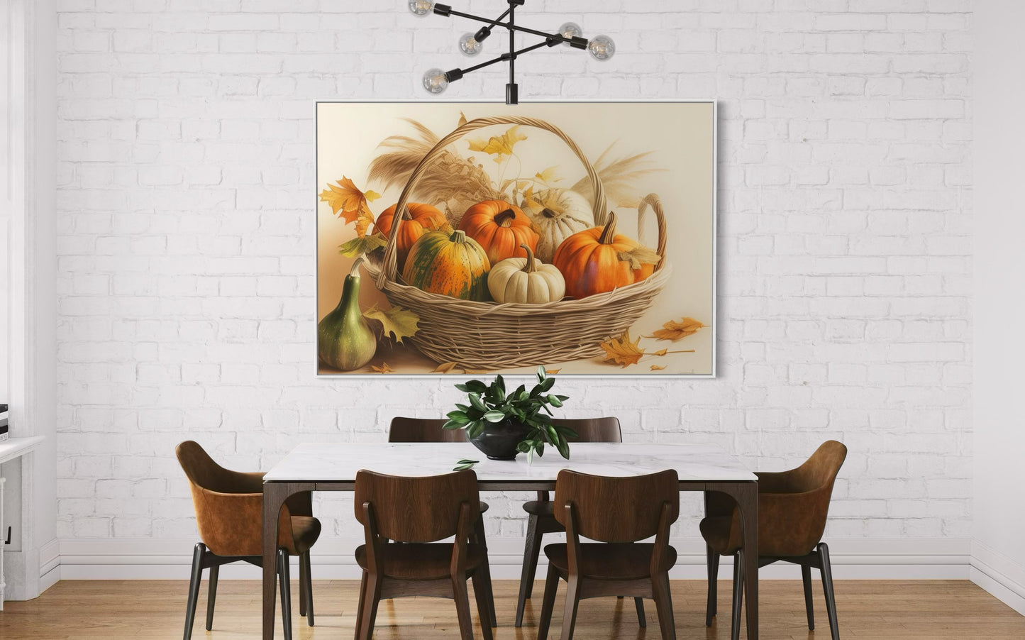 Autumn Pumpkin Basket Hand-Painted Canvas Art