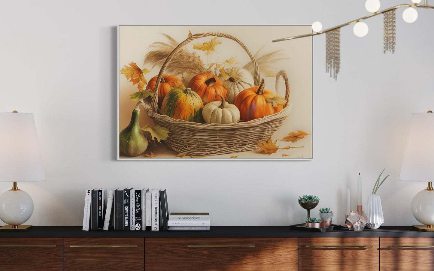 Autumn Pumpkin Basket Hand-Painted Canvas Art