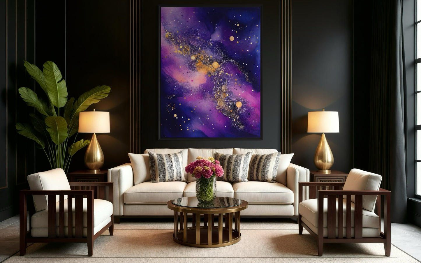 Celestial Harmony - Hand-Painted Starry Canvas