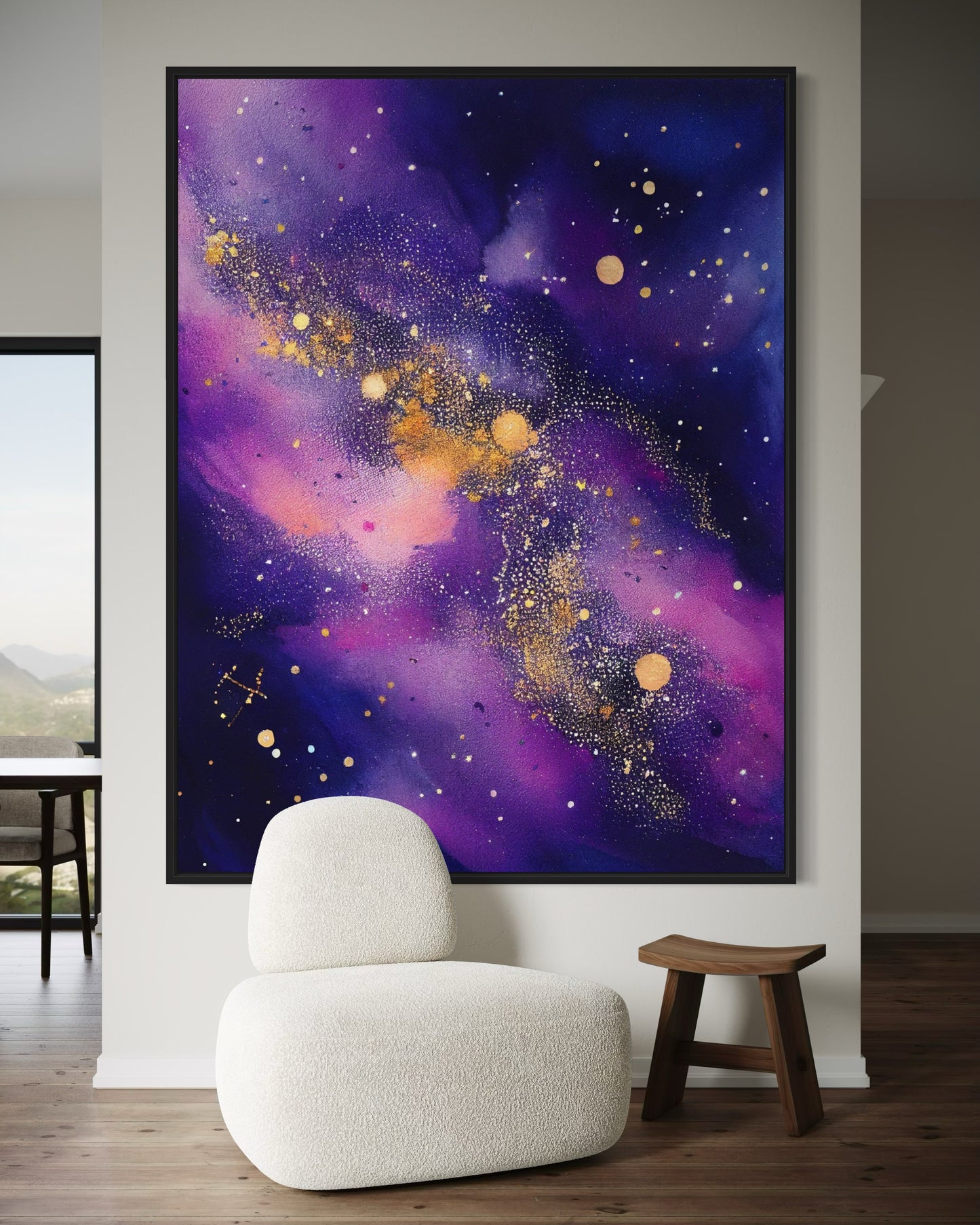 Celestial Harmony - Hand-Painted Starry Canvas