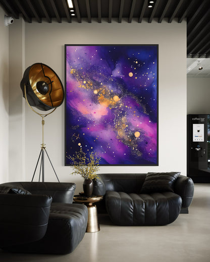 Celestial Harmony - Hand-Painted Starry Canvas