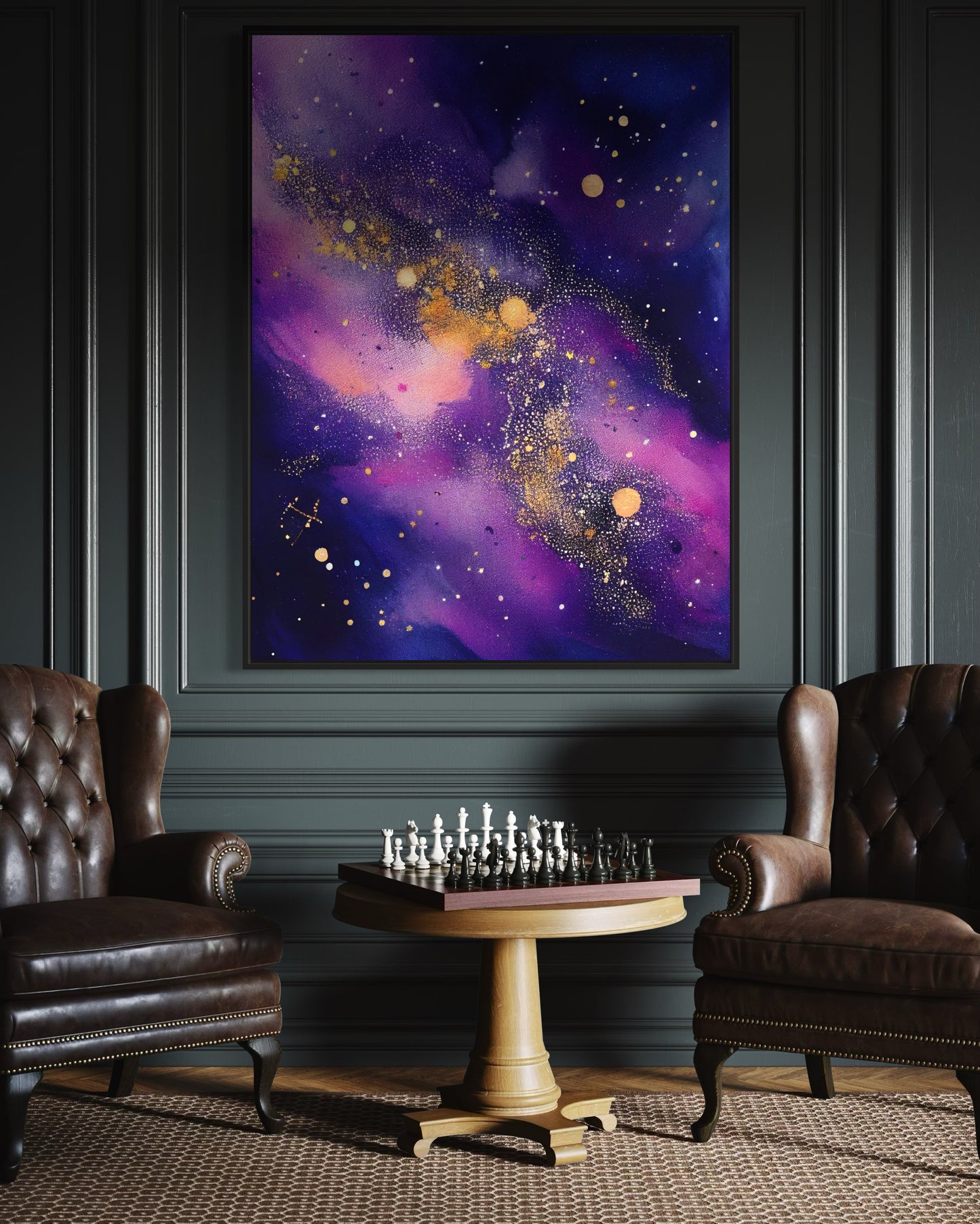 Celestial Harmony - Hand-Painted Starry Canvas