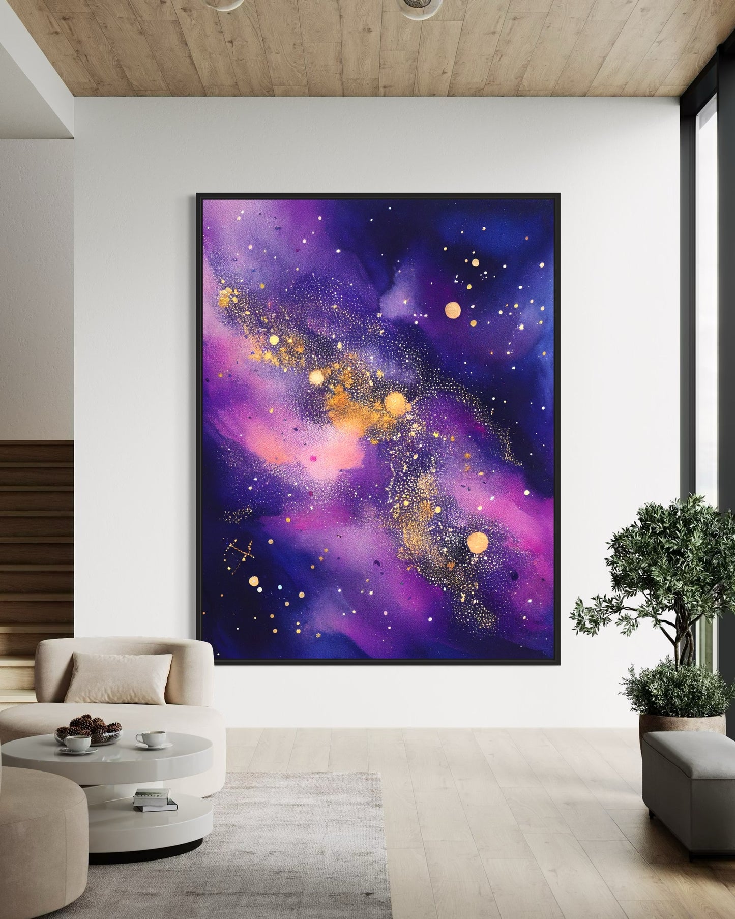 Celestial Harmony - Hand-Painted Starry Canvas