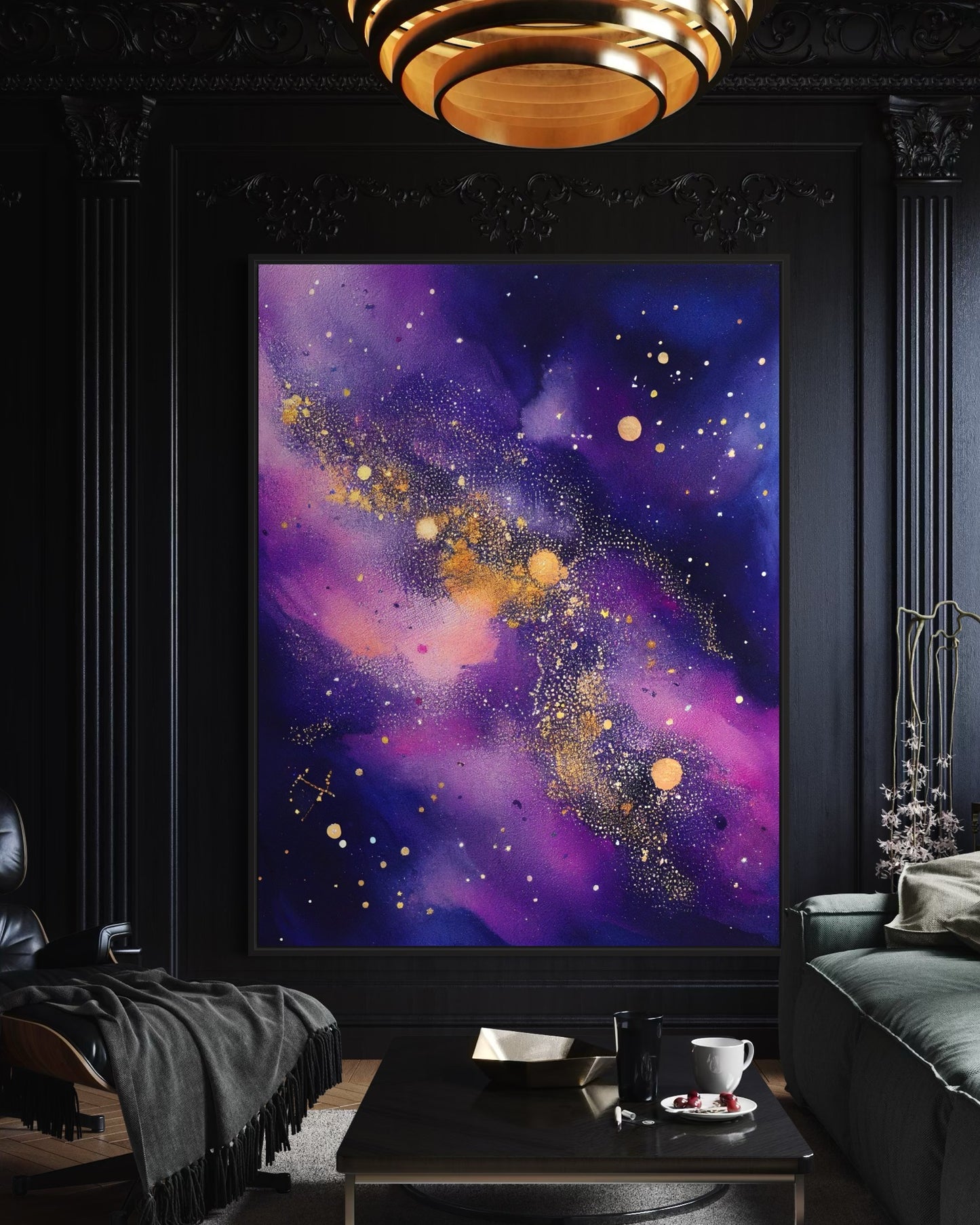 Celestial Harmony - Hand-Painted Starry Canvas