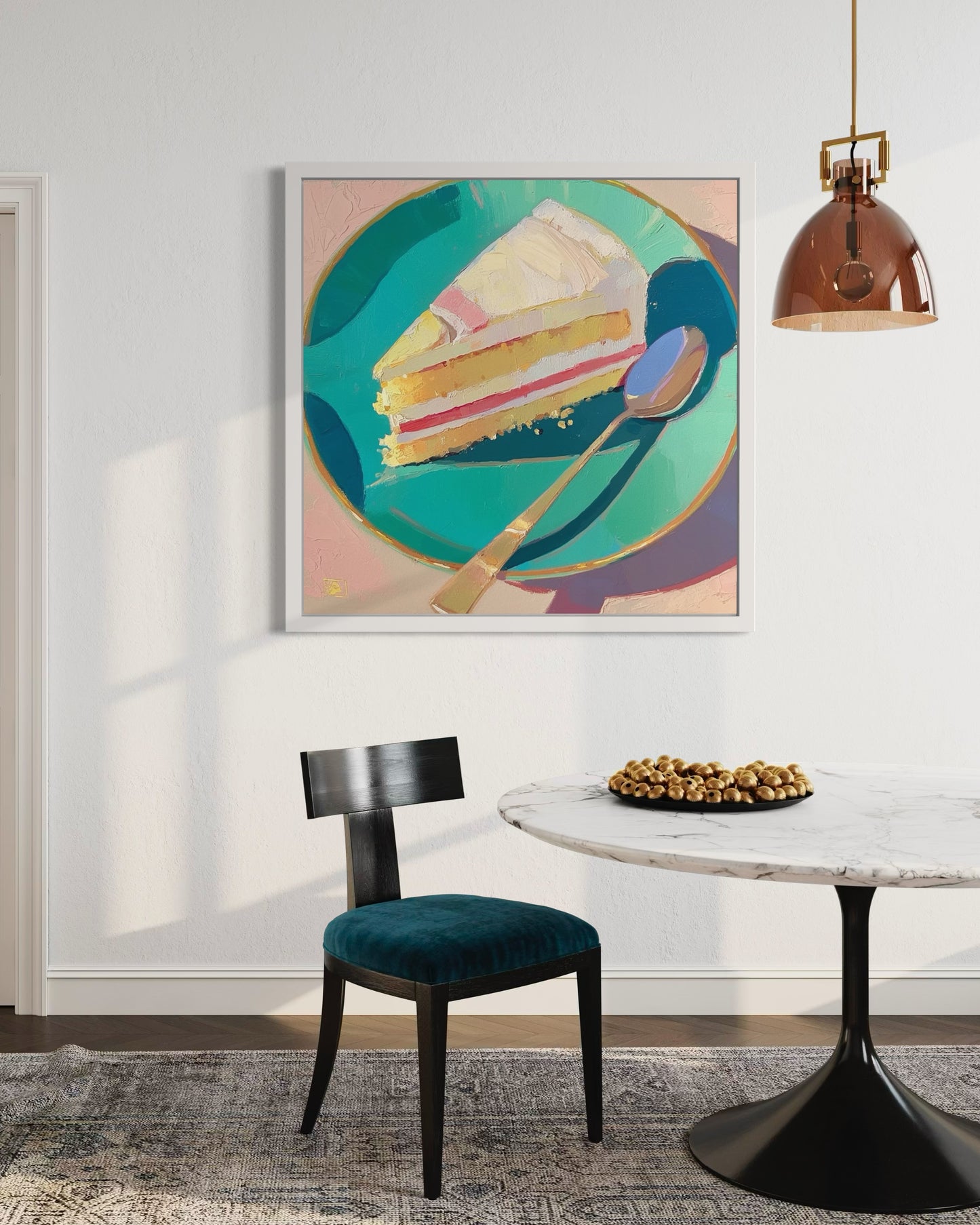 Delicious Cake Slice Painting | Whimsical Still Life Art | Vibrant Dessert Artwork for Kitchen or Cafe Decor| Modern Still Life Wall Art