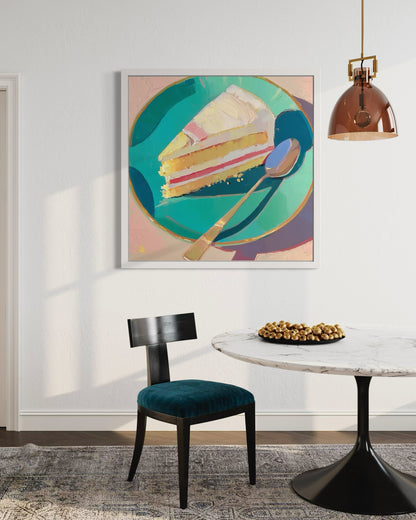 Delicious Cake Slice Painting | Whimsical Still Life Art | Vibrant Dessert Artwork for Kitchen or Cafe Decor| Modern Still Life Wall Art