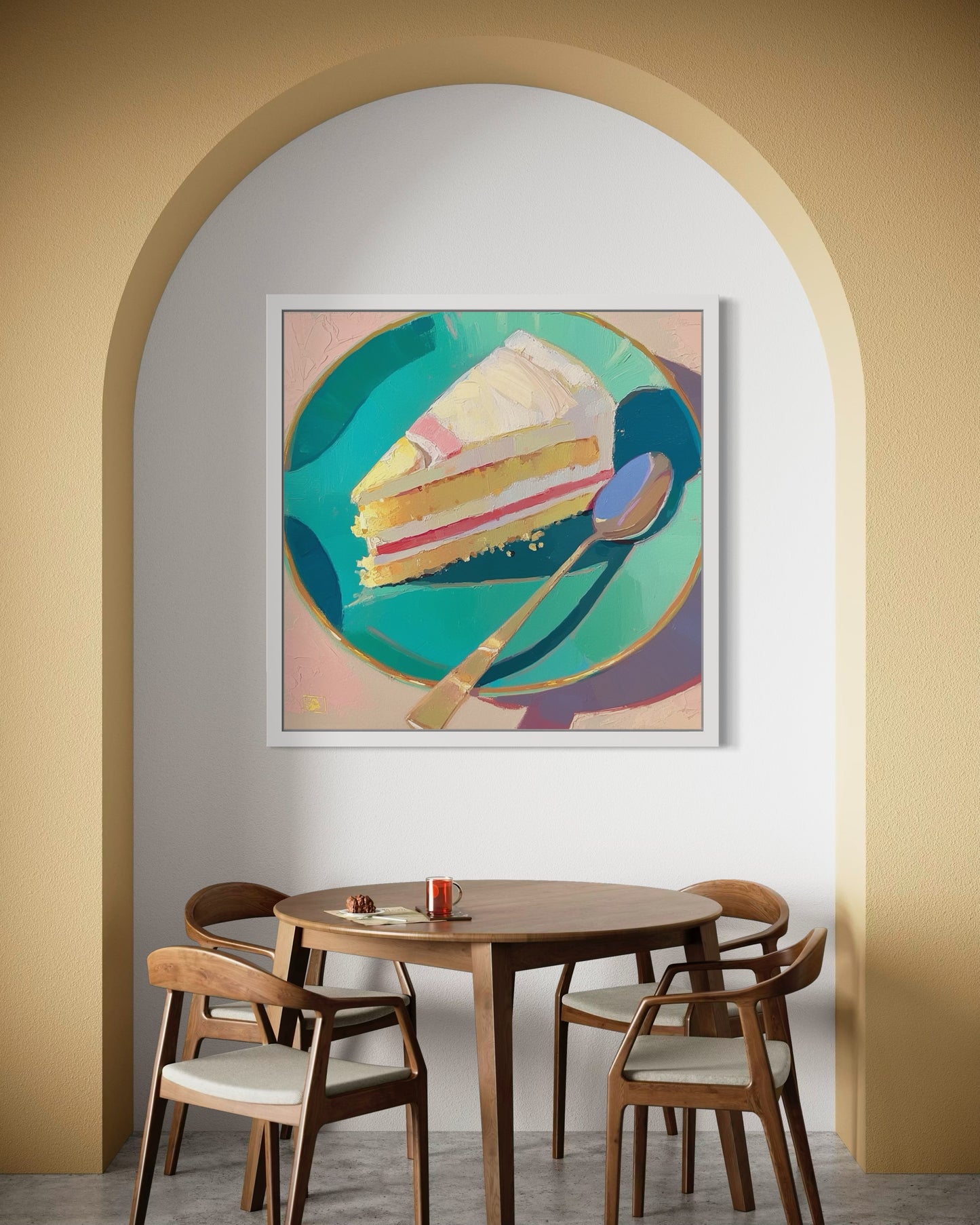 Delicious Cake Slice Painting | Whimsical Still Life Art | Vibrant Dessert Artwork for Kitchen or Cafe Decor| Modern Still Life Wall Art