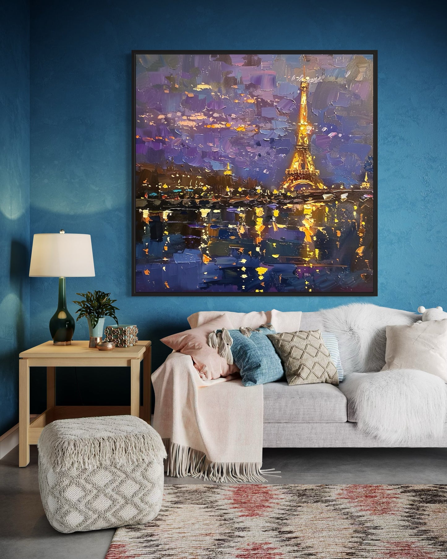 Eiffel Tower River Reflection Hand-Painted Oil Art