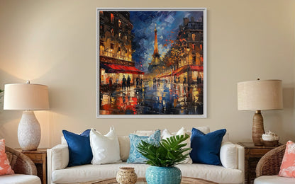 Eiffel Tower Street Night Hand-Painted Oil Painting