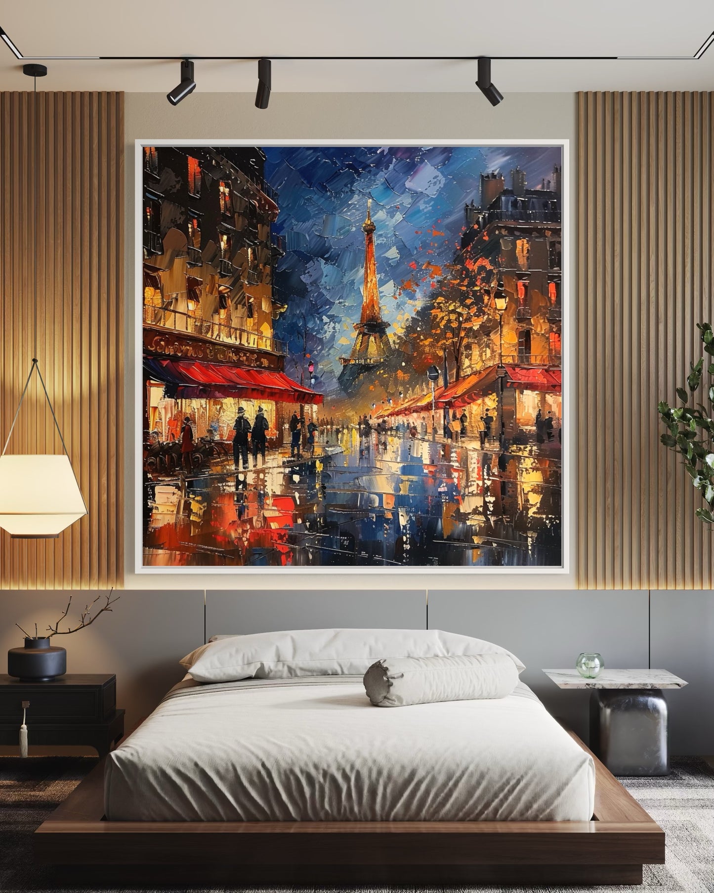 Eiffel Tower Street Night Hand-Painted Oil Painting