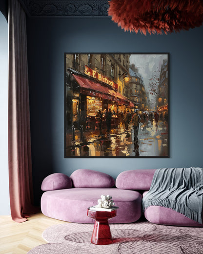 Paris Bistro Evening Hand-Painted Oil Canvas