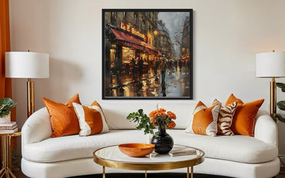 Paris Bistro Evening Hand-Painted Oil Canvas