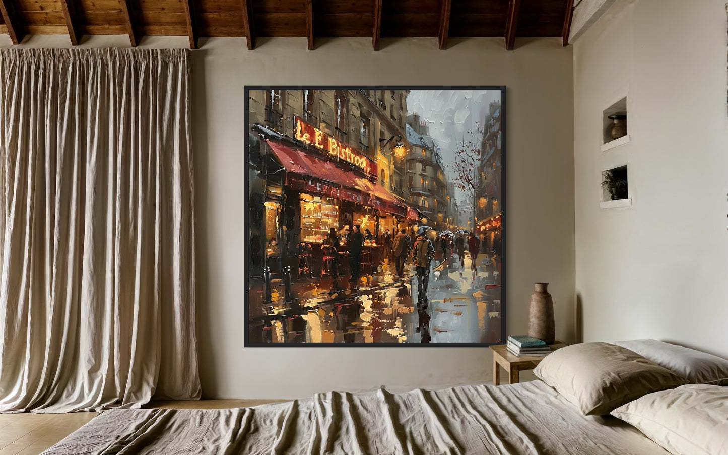 Paris Bistro Evening Hand-Painted Oil Canvas