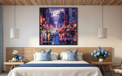 New York City Nights Hand-Painted Urban Canvas