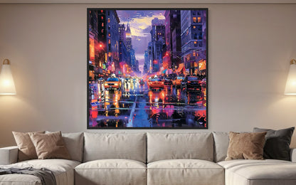 New York City Nights Hand-Painted Urban Canvas