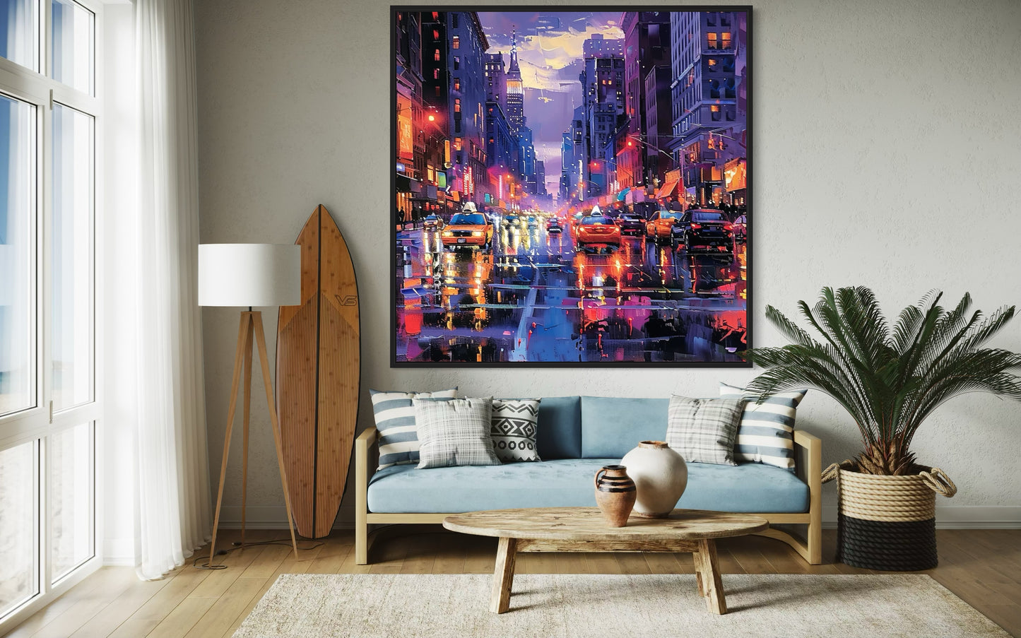 New York City Nights Hand-Painted Urban Canvas