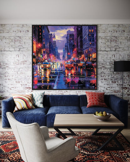 New York City Nights Hand-Painted Urban Canvas