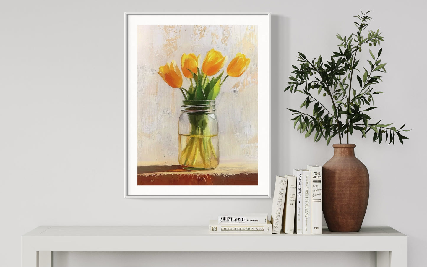 Yellow Tulips in Mason Jar - Bright Floral Oil Painting