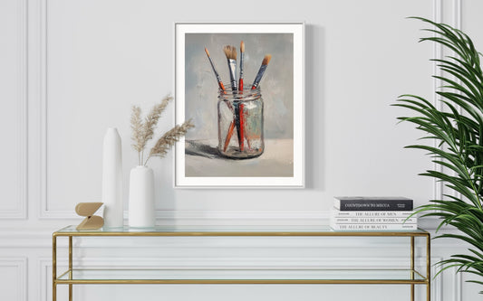 Paintbrushes in Glass - Artistic Canvas Painting