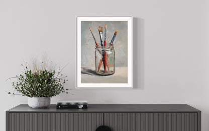 Paintbrushes in Glass - Artistic Canvas Painting