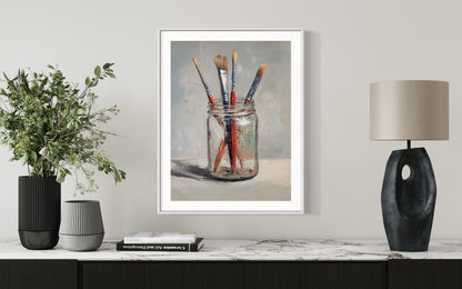 Paintbrushes in Glass - Artistic Canvas Painting