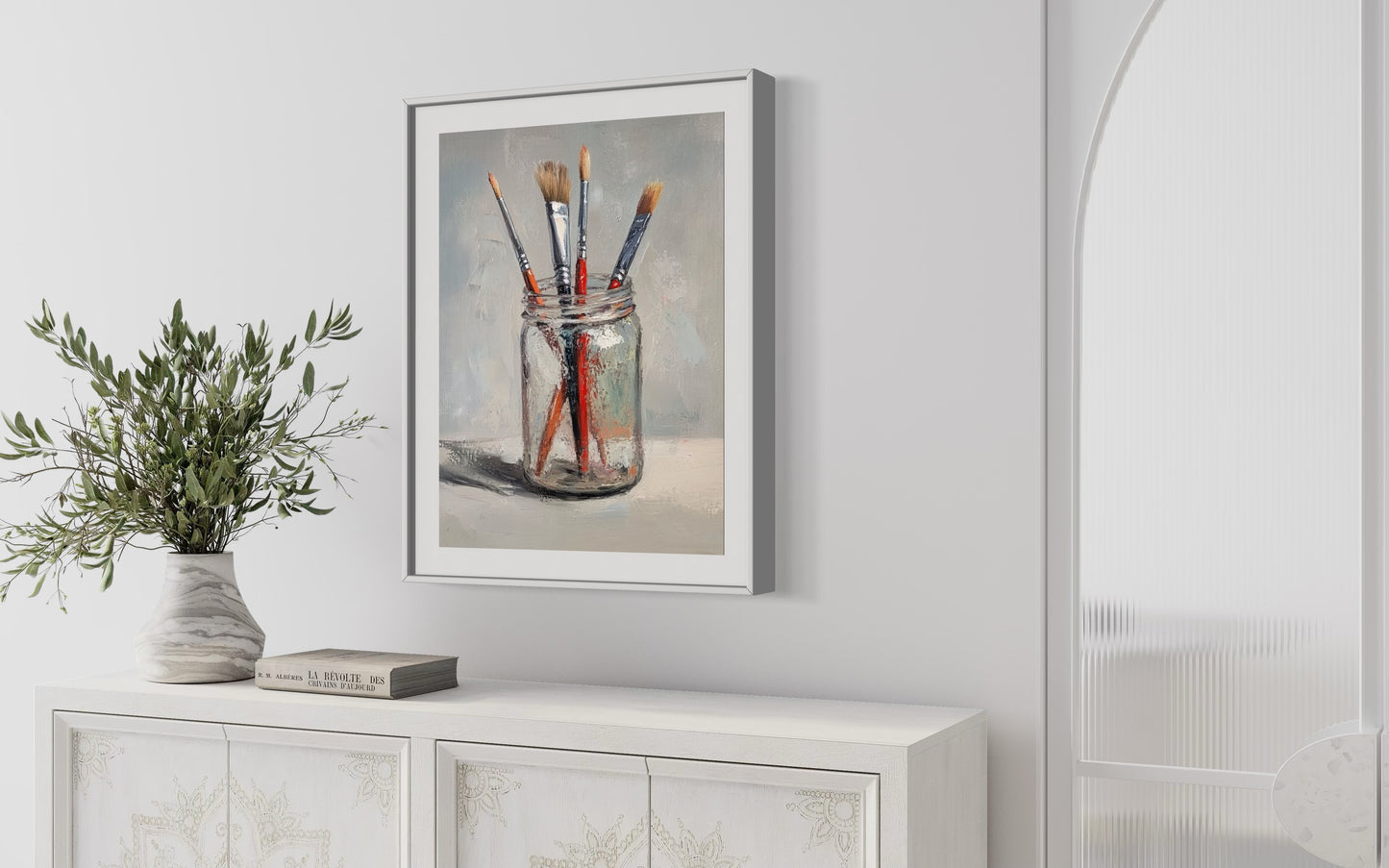 Paintbrushes in Glass - Artistic Canvas Painting