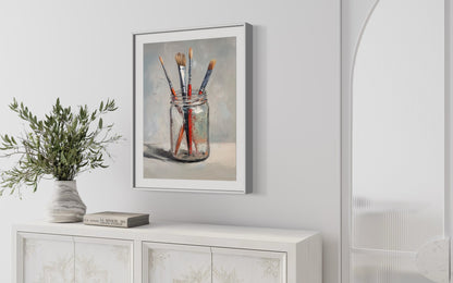 Paintbrushes in Glass - Artistic Canvas Painting