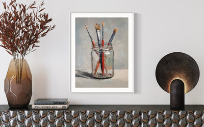 Paintbrushes in Glass - Artistic Canvas Painting