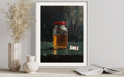 Amber Jar - Vintage Still Life Oil Painting