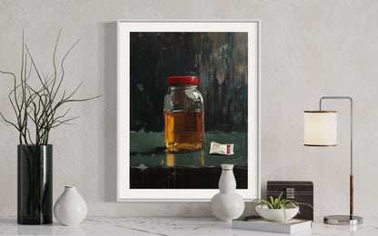 Amber Jar - Vintage Still Life Oil Painting