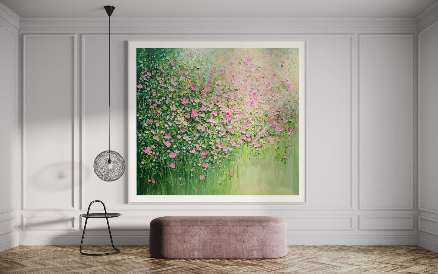 Pink Blossom Garden Abstract Wall Art