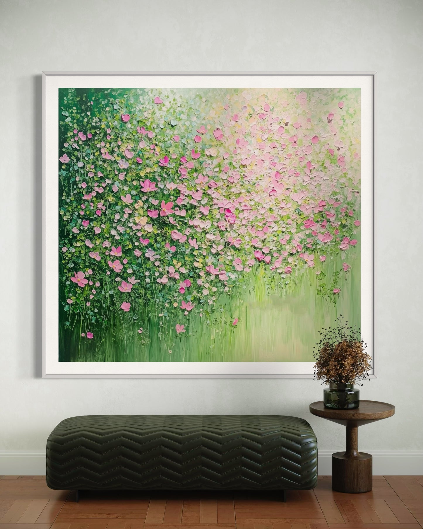 Pink Blossom Garden Abstract Wall Art